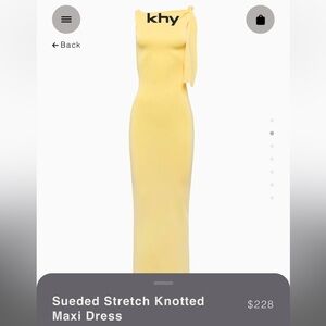 NWT Khy Butter Yellow Sueded Stretch Knotted Maxi Dress